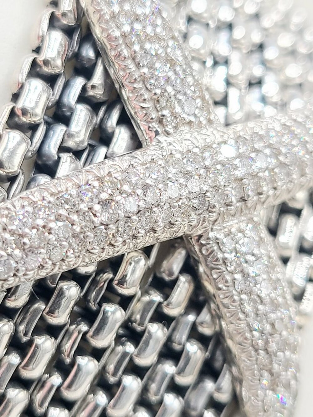David Yurman Wide Diamond X Pave Box Chain Bracelet - Size Medium - RARE - Picture 7 of 13